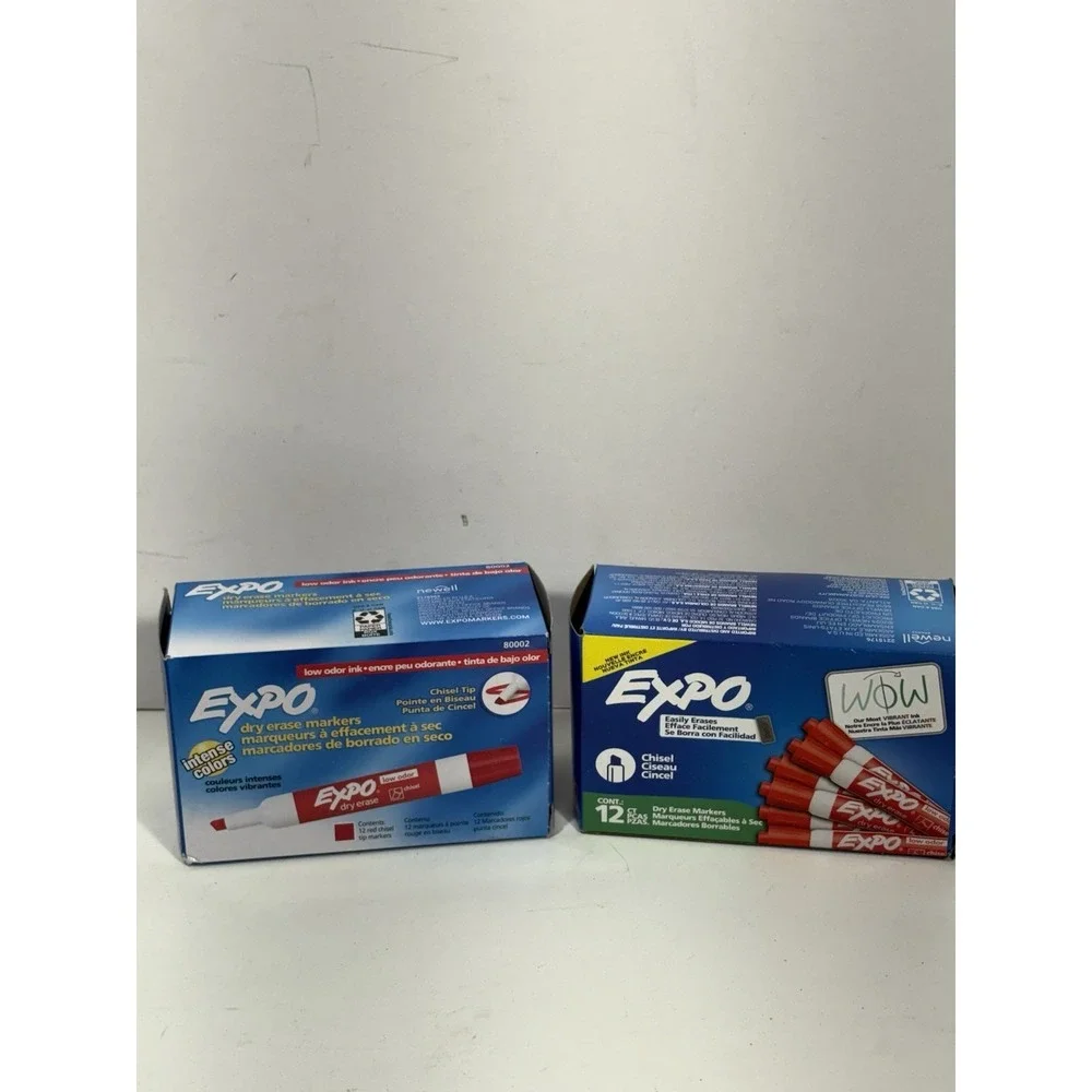 EXPO Low-Odor Dry-Erase Markers, Chisel Point, Red, 2 Pack. 80002 + 8002a Tot 24